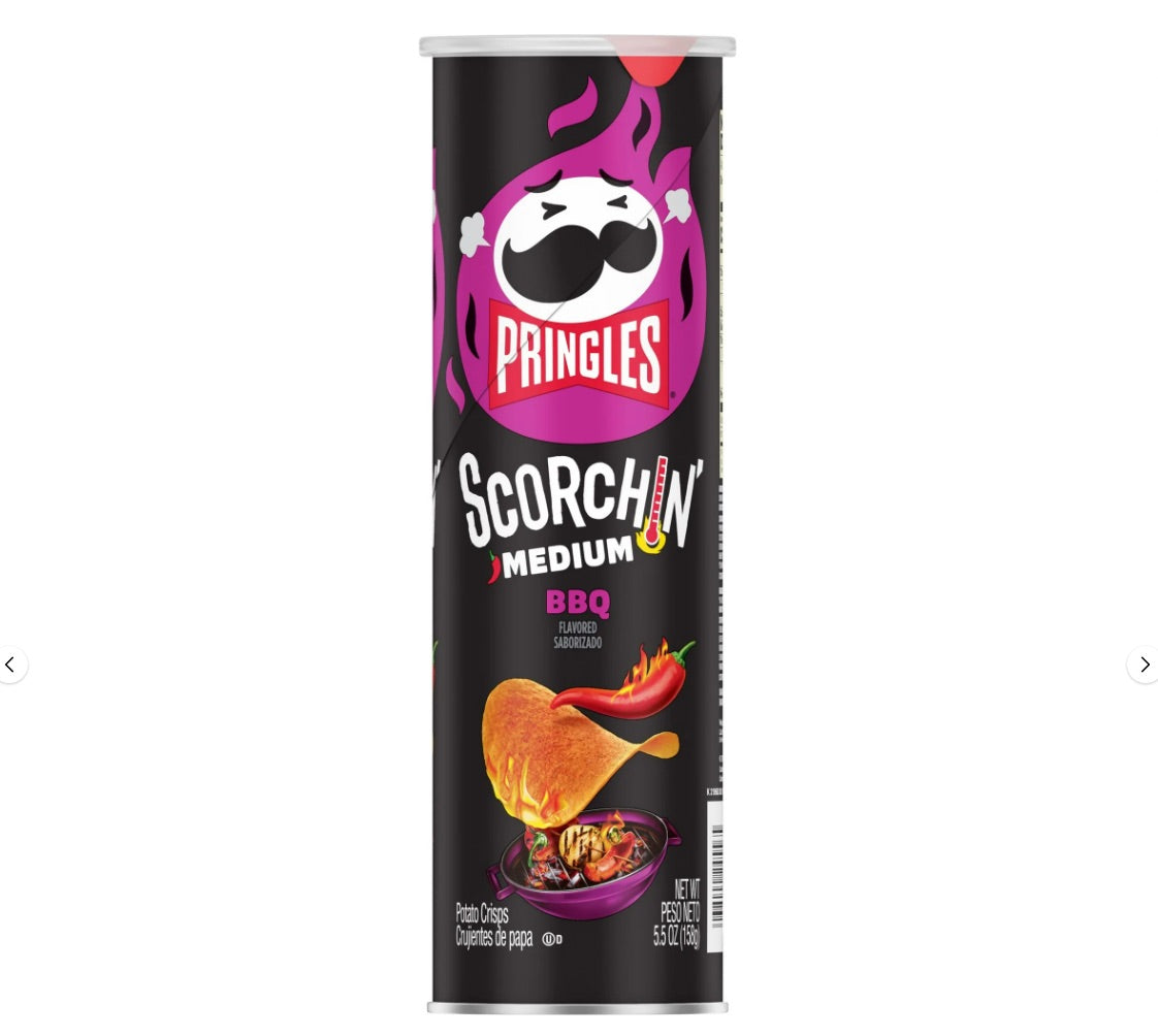 PRINGLES HOT SCORCHIN BBQ 158G