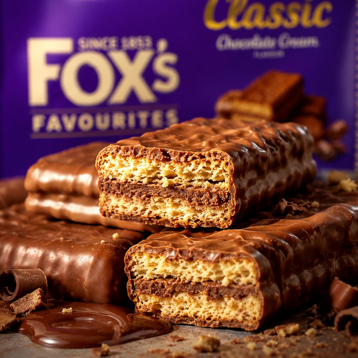 FOX'S FAVOURITES - Classic Chocolate Cream Biscuit Bars 5 Pack (125g)