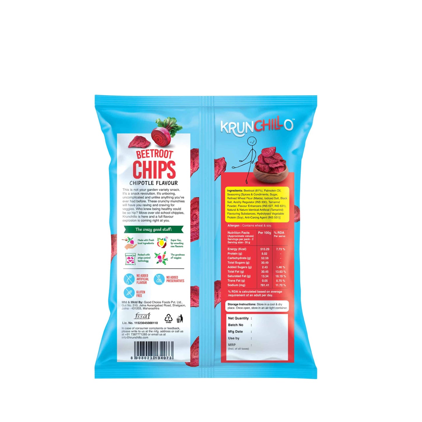 Krunchillo Beetroot Chips Chipotle 25G
