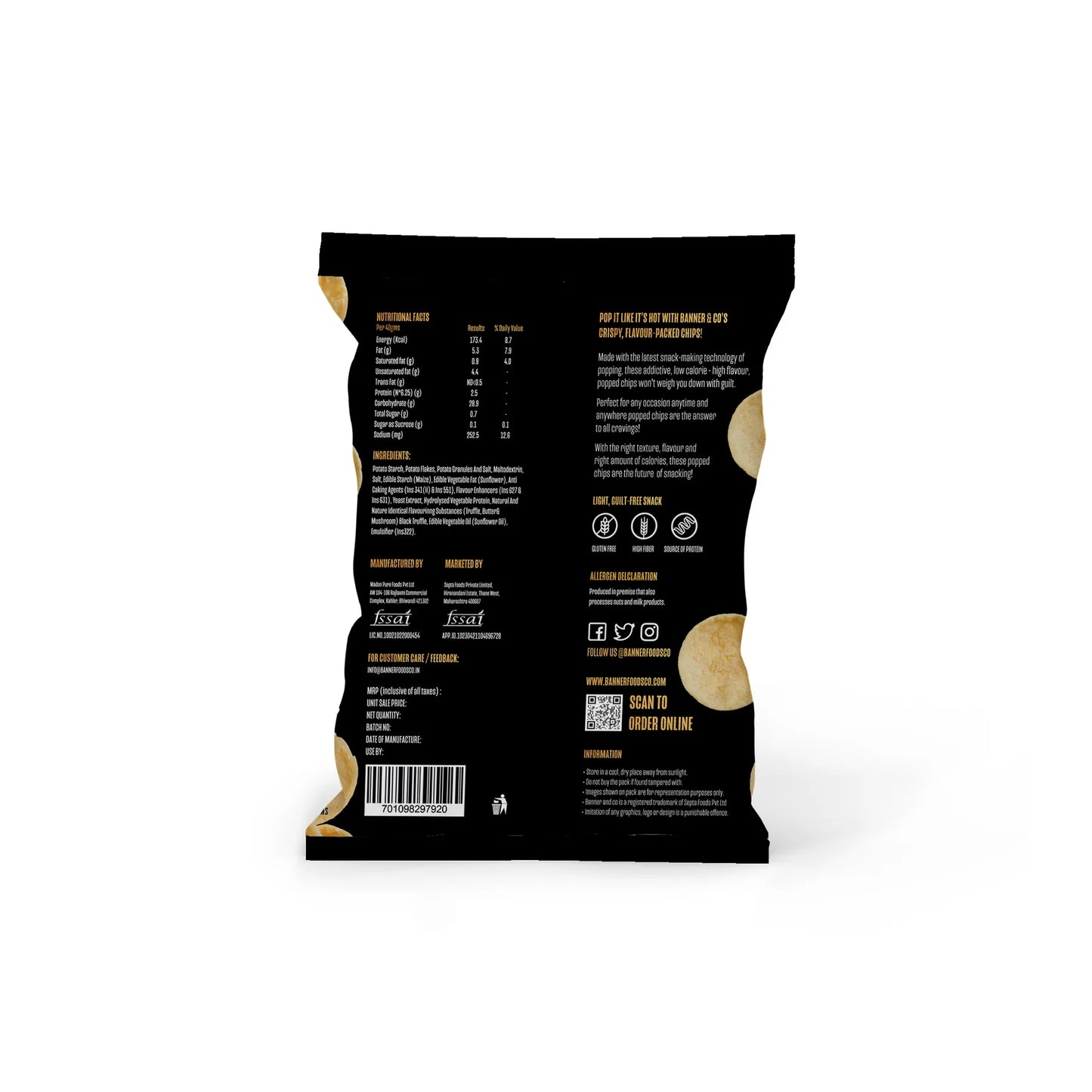 Banner Co Chips Hot Truffle Popped Potato Chips 40G