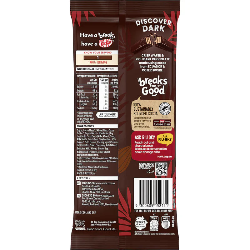 Kitkat Dark from Ecuador & Cote D'ivoire 160g