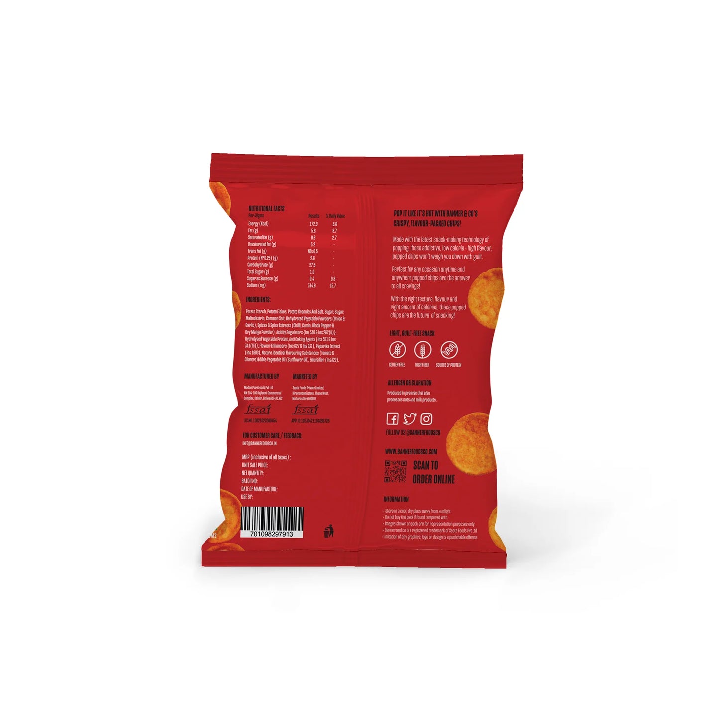 Banner Co Tomato Salsa Popped Potato Chips 40G