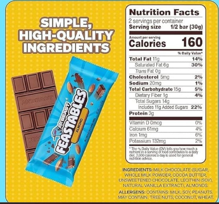 MR Beast Feastables Milk chocolate with almond