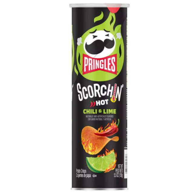 PRINGLES SCORCHIN HOT CHILLY LIME 158G