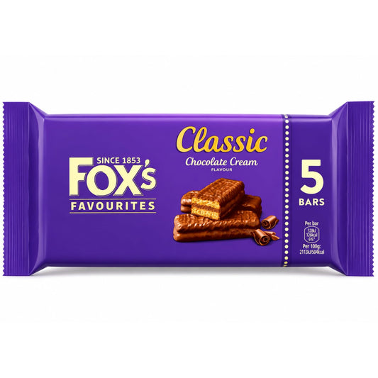 FOX'S FAVOURITES - Classic Chocolate Cream Biscuit Bars 5 Pack (125g)