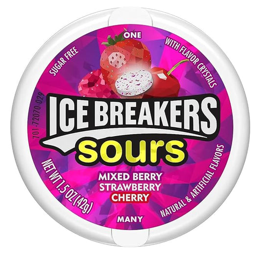 ICE BREAKER SOUR MINTS MIXED BERRY STRAWBERRY CHERRY