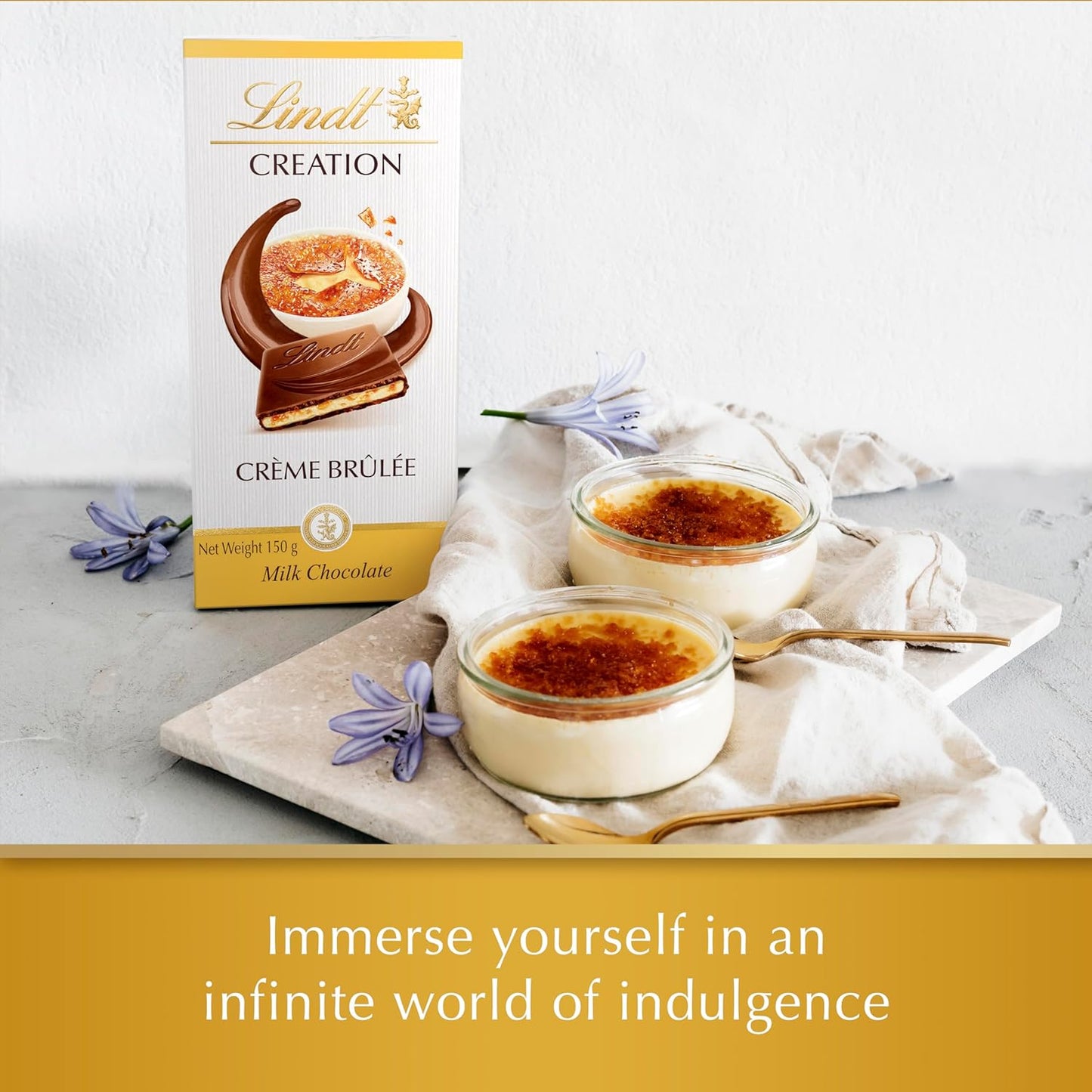 LINDT CREATION BAR CREME BRULEE 150GM