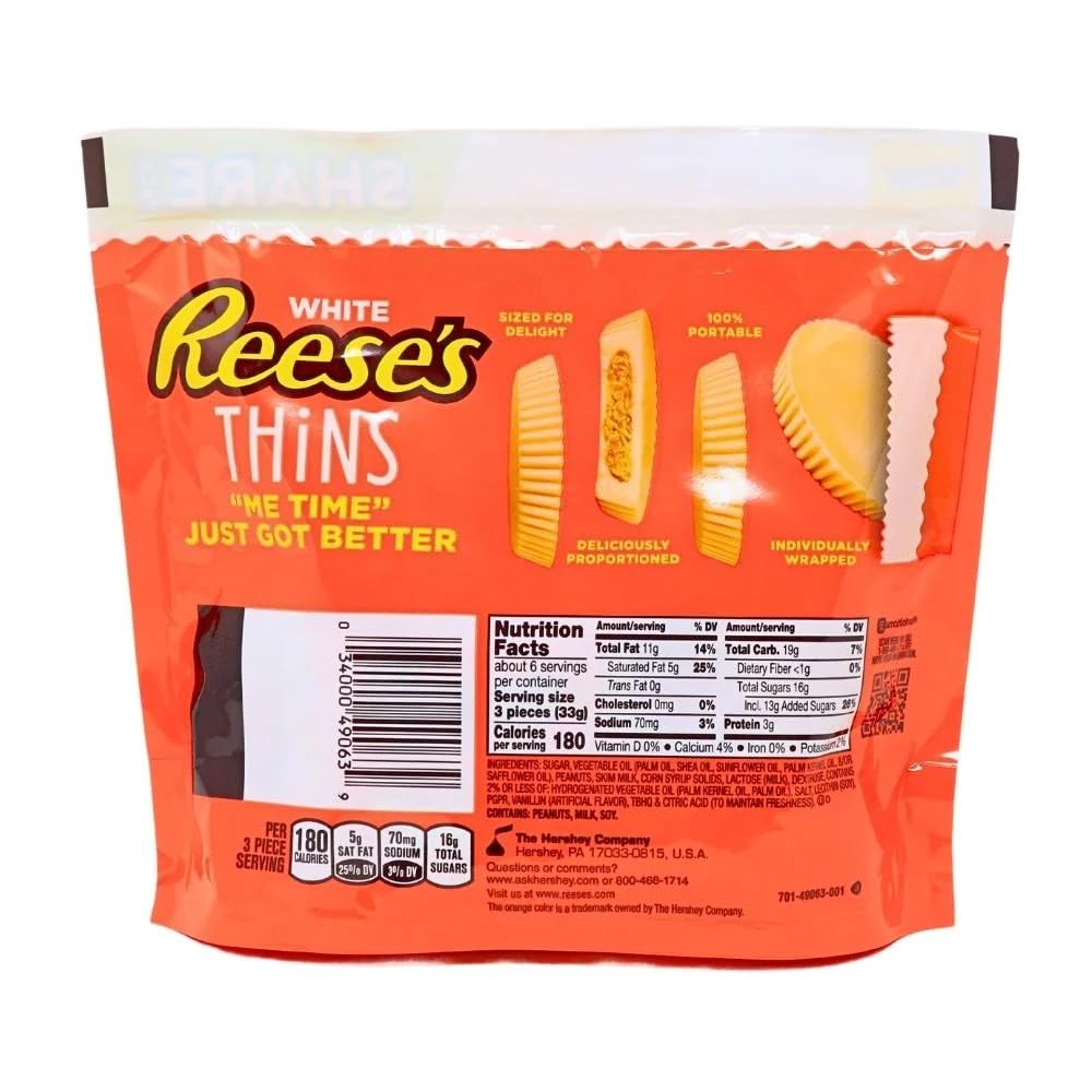Reesess Thins White Chocolate Creme Smooth Rich Peanut Butter Cups Share Pack 208gm