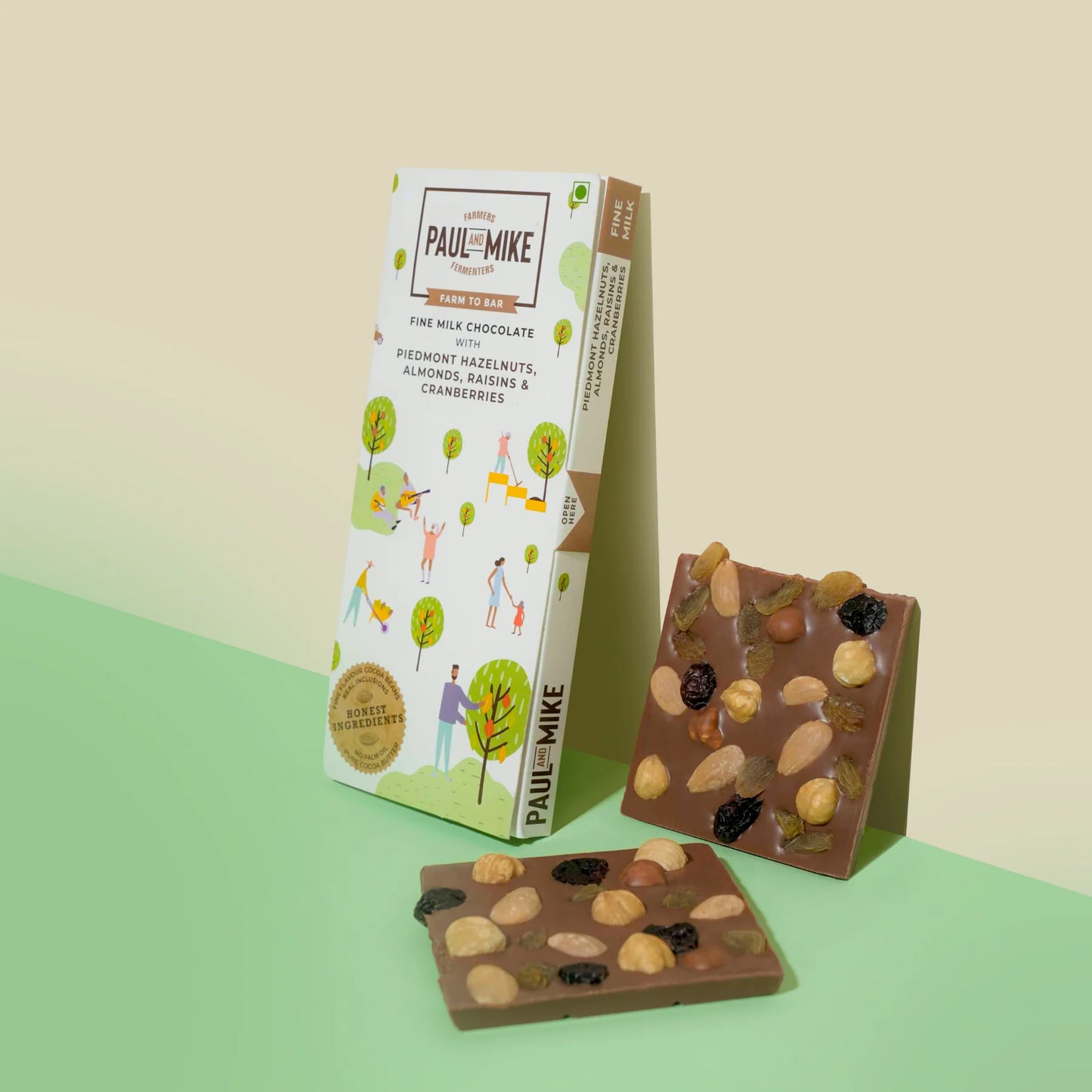 Paul & Mike  Fine Milk Chocolate 102G(Hazelnuts, Almonds, Raisins & Cranberries)