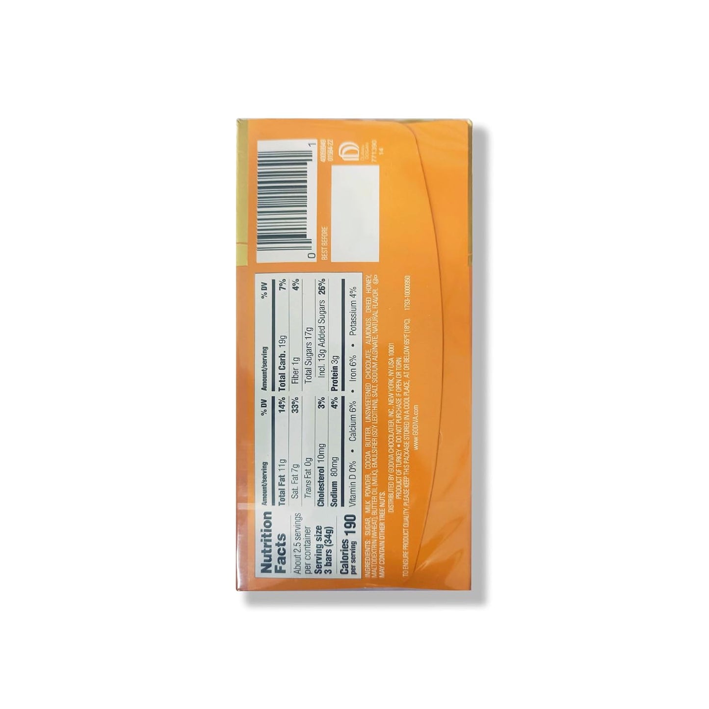 Godiva Signature Almond & Honey Milk chocolate  90g  ( 8 mini bars)